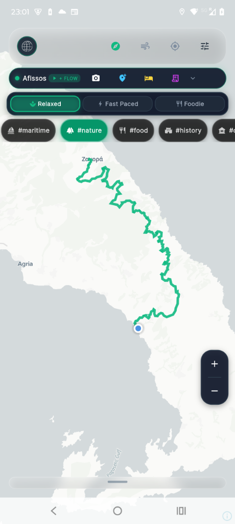 FlowAround Mobile App Active Trip Map